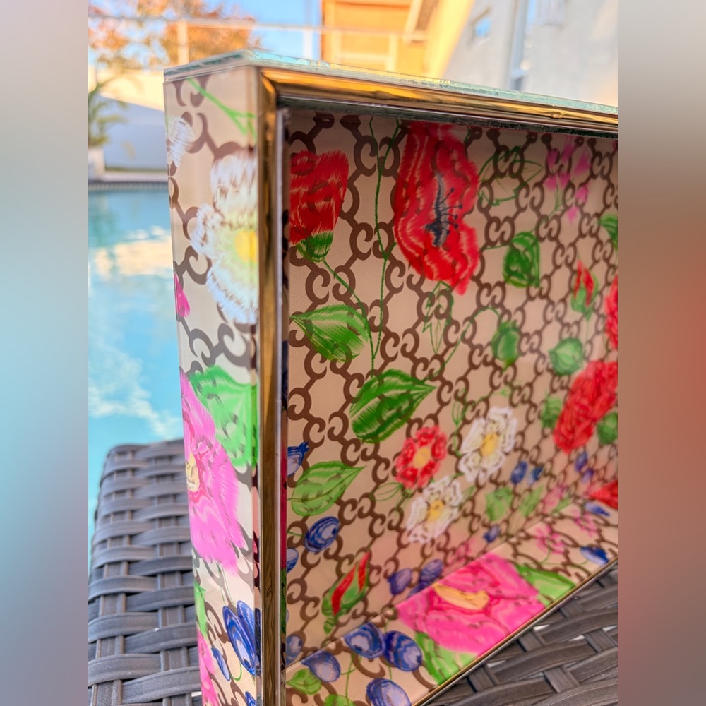 Medium-Fashion Floral Patterned Decorative Tray 9” x 13” ✨ - Picture 12 of 15